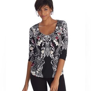 White House Black Market Black and White Blouse